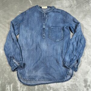 Cloth Stone Popover Shirt Women Small Chambray Tencel Long Sleeve Tunic Anthro